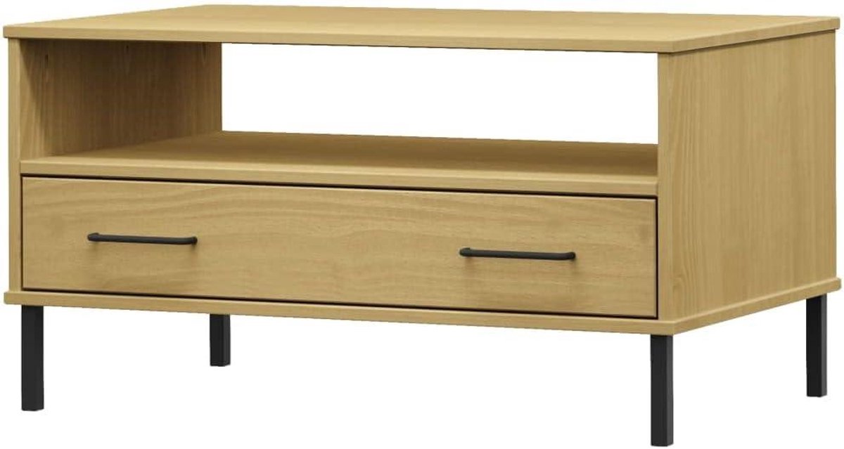 Salontafel Hout - Koffietafel Bijzettafel - Woonkamer Inrichten - Met Lade en Open Compartiment - 85x50x45 cm - Bruin