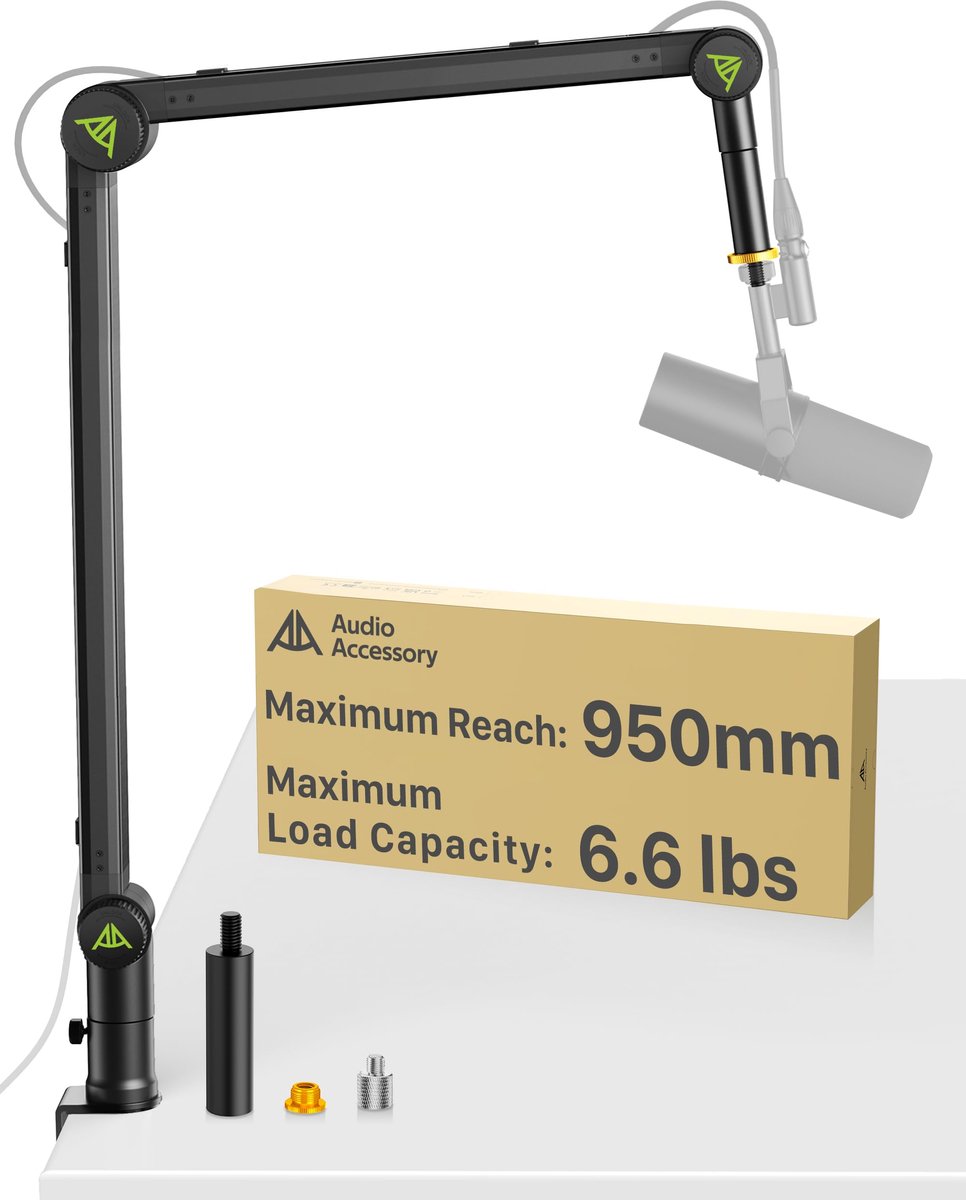 SnelShoppen - AA AUDIO ACCESSORY Microfoon Boom Arm Verstelbare Microfoonstandaard voor Podcasting, Streaming, Opnames, Professioneel Geluid, Stabiel
