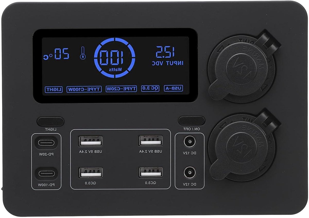 Draagbare Power Station - Mini Energie Hub - Stroomvoorziening Onderweg - Meerdere Poorten - 100 Watt - Zwart
