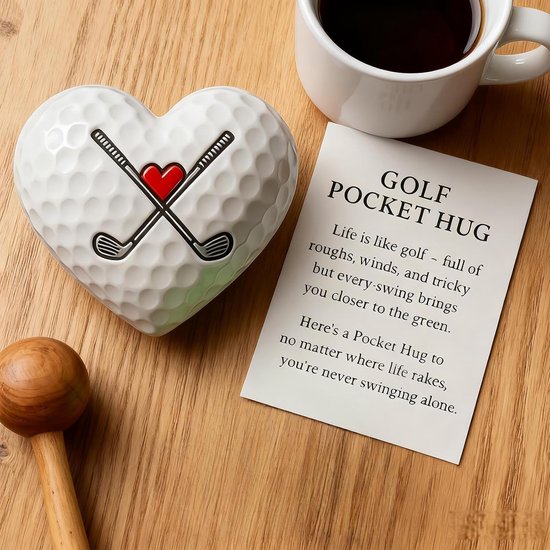 Golfbal met Hartvorm - Motivatiebal Inspiratiekaart - Positieve Golfmomenten - Draagbaar en Compact - 8 cm Diameter - Meerdere Kleuren — afbeelding 3