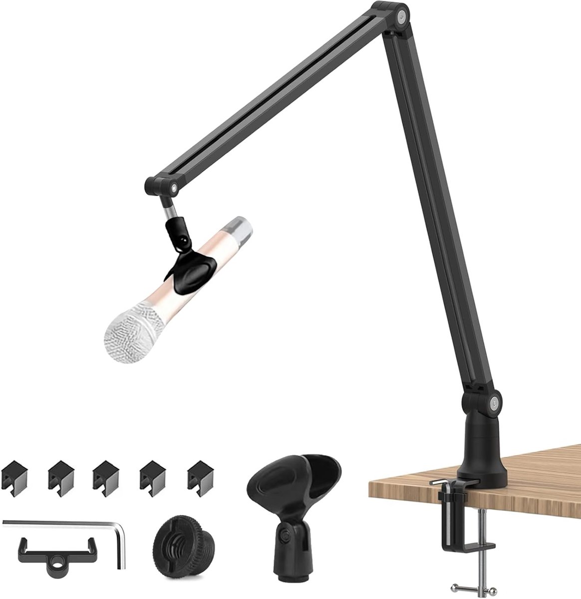 SnelShoppen - Verstelbare Microfoonarm Professionele Microfoonstandaard Boom-arm voor 3/8" 5/8" Adapter Microfoons Compatibel met Blue Yeti