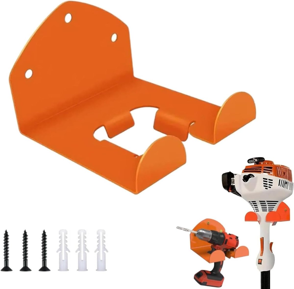 Wandhouder Tuingereedschap - Oranje - 15 x 15 x 10 cm - Stalen Ophangset voor Tuingereedschap - Voor Garage en Tuin