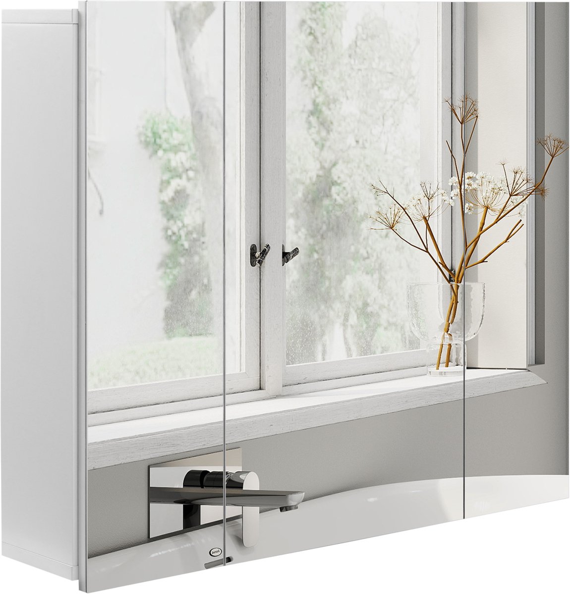 Spiegelkast Wandmontage Wit - MDF - 70 x 15 x 60 cm
