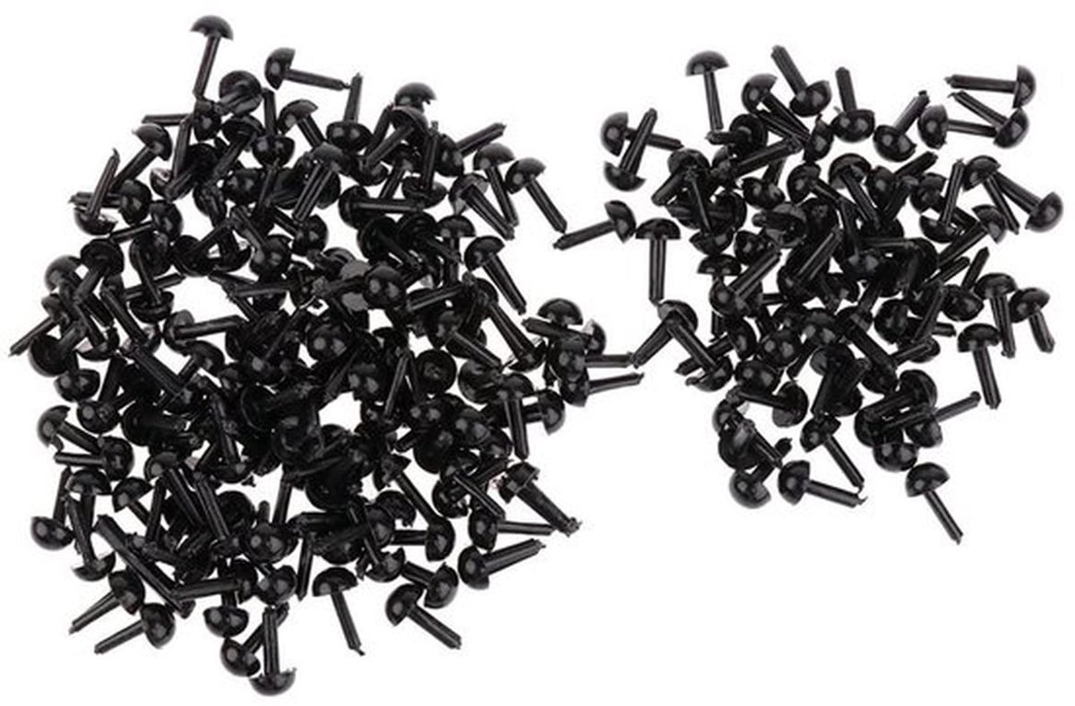 Poppenogen - Veiligheidsplastic - 200 Stuks - Zwart - DIY Knutselaccessoires - Geschikt voor Poppen en Knuffels