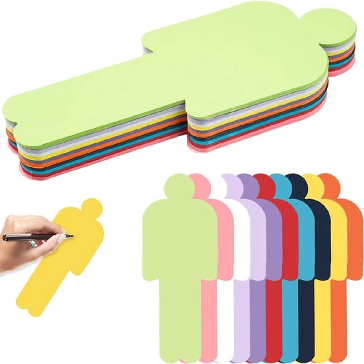 Presentatiekaarten Set - Blanco Kaarten - Ideeën Visualiseren - Mensvormig Ontwerp - 150 Stuks - 10 Kleuren