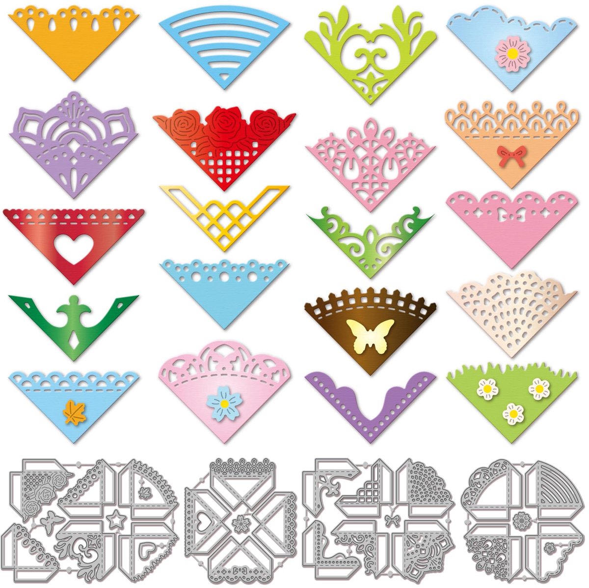 Stansvormen voor hoekversieringen - 28 stuks voor kaarten en scrapbooking
