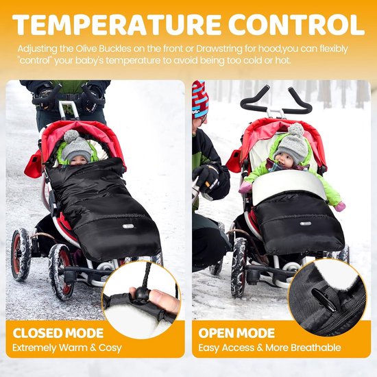 Universele Voetenzak - Kinderwagen zak Buggy zak - Baby warm houden - Waterdicht en afneembaar - 95x50 cm - Zwart-Wit van Universele — afbeelding 4