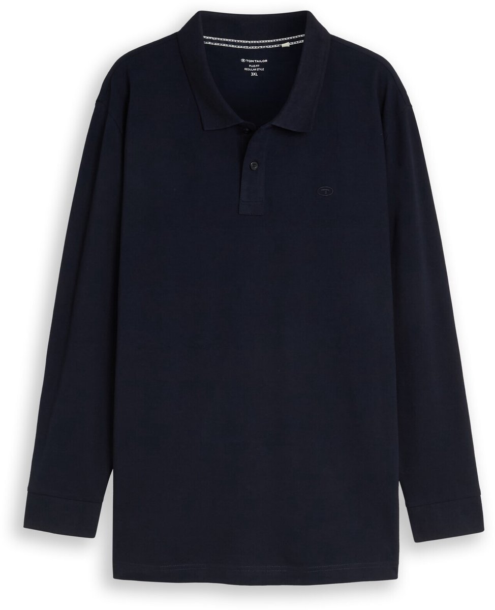 Tom Tailor - Plus Size - Piqué-poloshirt met lange mouwen - Maat 2XL - sky captain blue
