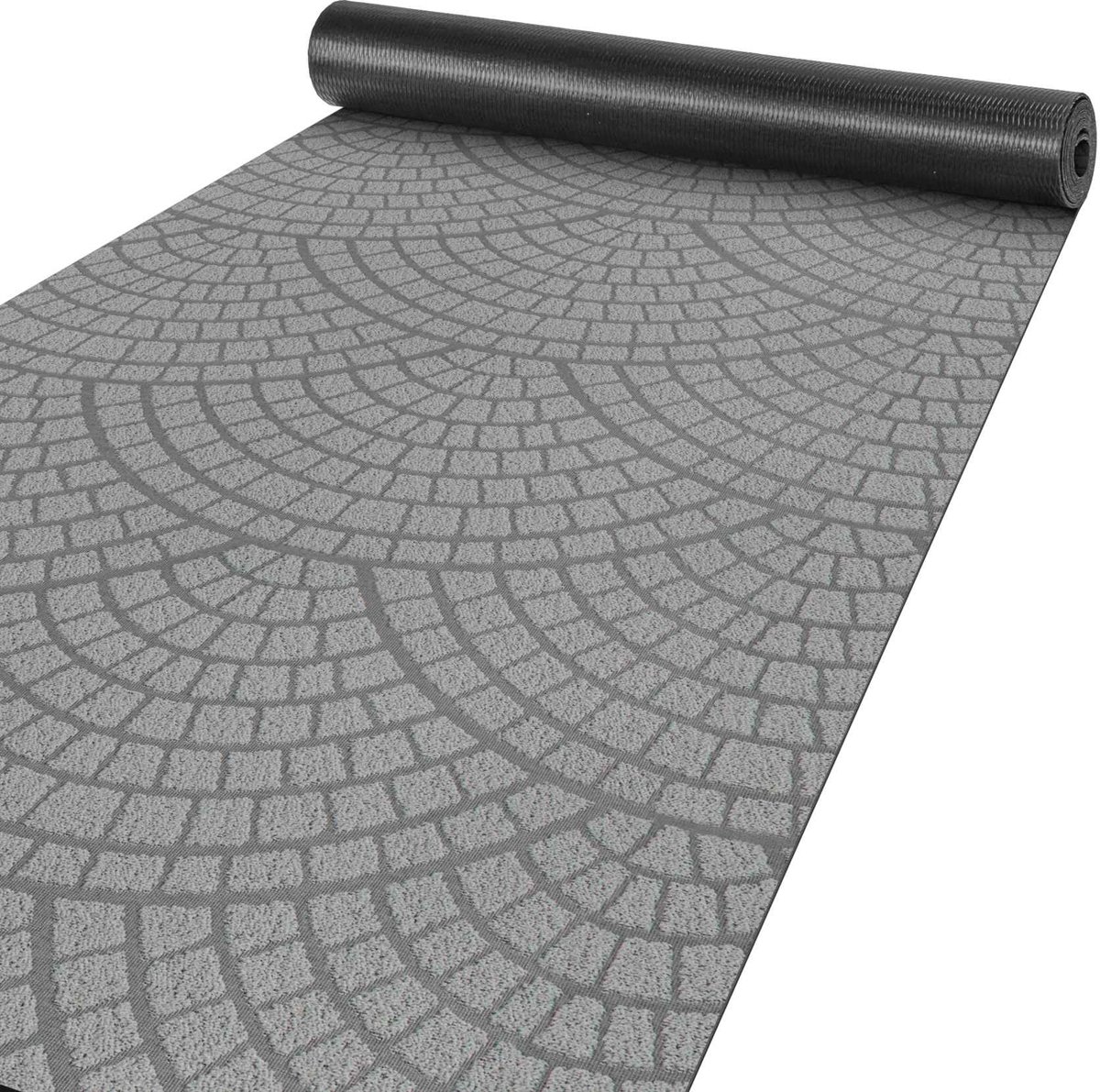 ANRO Tapijtloper Davis Grijs 500x100cm – Velours Gangloper Antislip Keukenloper Hal Op Maat