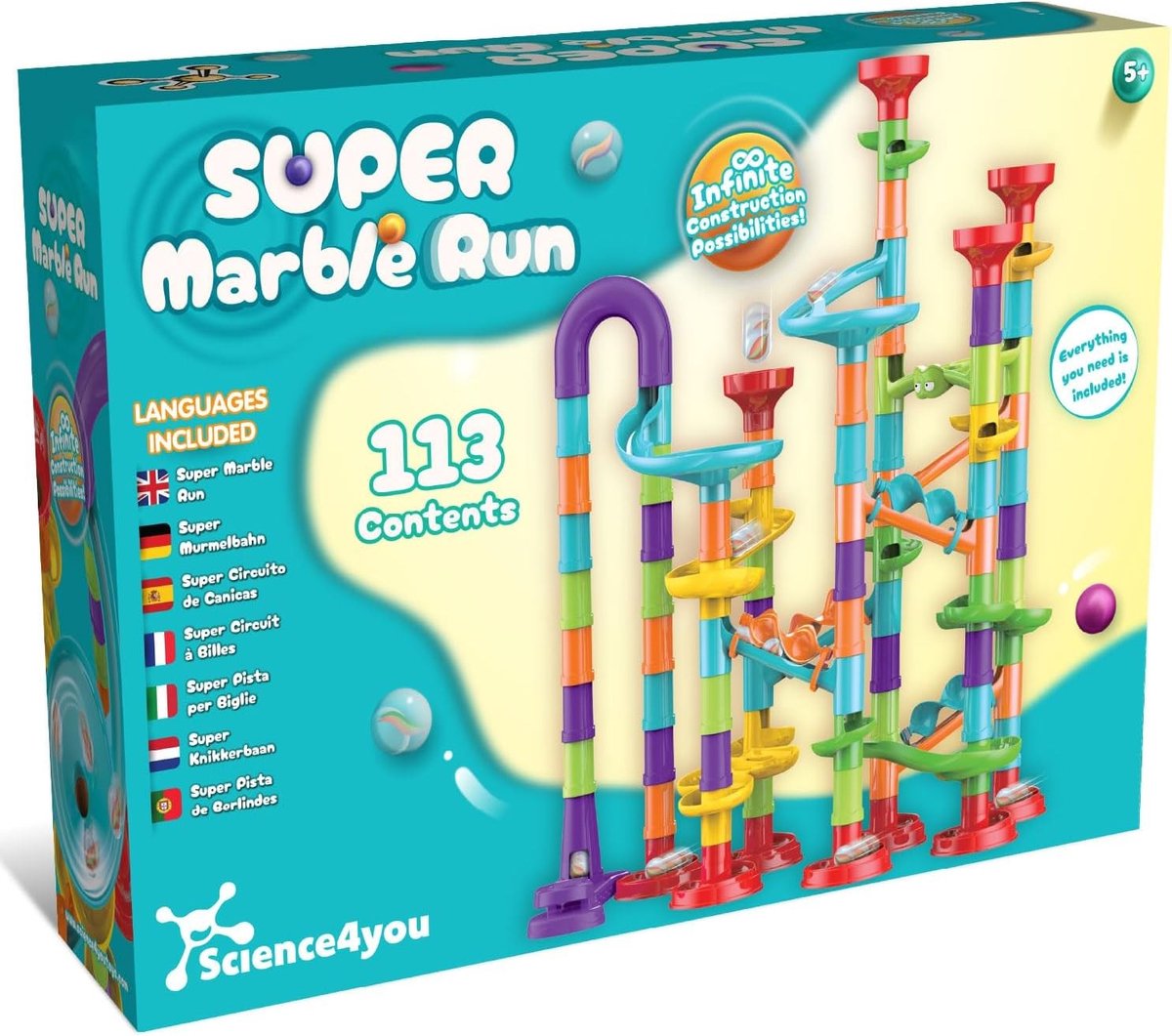 Super Knikkerbaan - Multicolor - 113 Stuks - Educatief Speelgoed voor Kinderen vanaf 3 Jaar - Voor Jongens en Meisjes