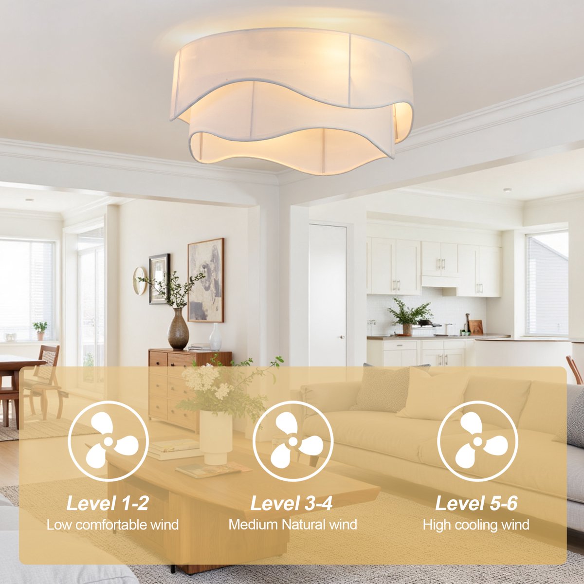 Moderne 19-inch plafondventilator - ABS-bladen - App- en afstandsbediening - Zes snelheden - Omkeerbare ventilatorstanden - Geschikt voor slaapkamer en babykamer – foto 7