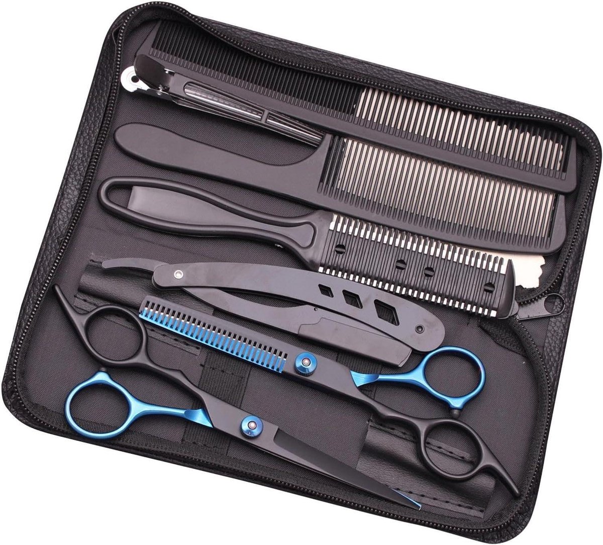 Kappersschaar Set - Tondeuse Gereedschap - Thuis Kapsels Maken - Roestvrij Staal Precisie - 17.5 cm - Zilver
