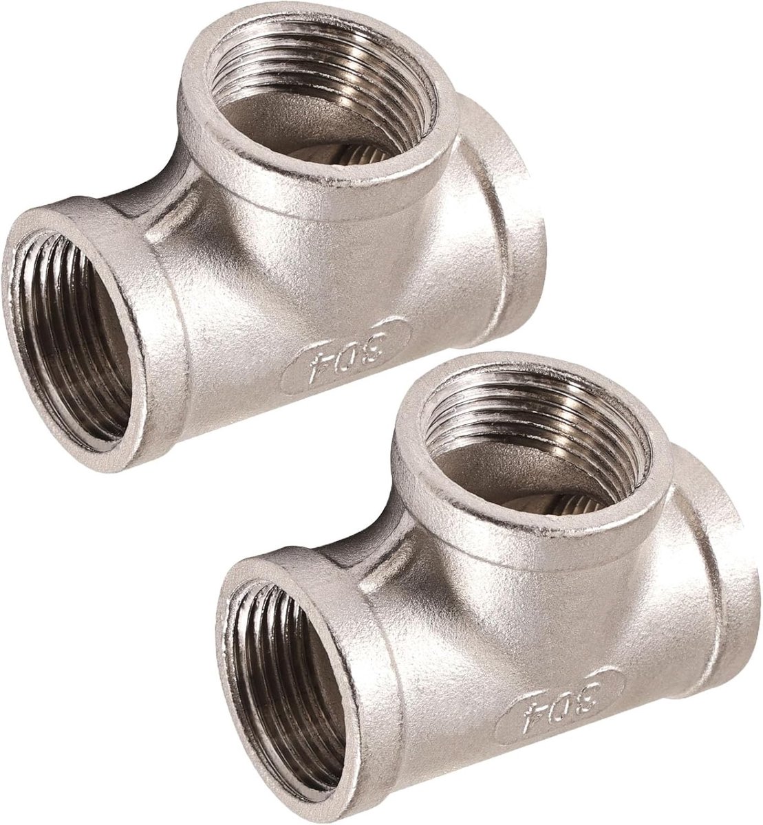 Stainless steel T-pijp fittingen 90° 3/4 inch, vrouwelijke draad, geschikt voor water, olie en gas, 2 stuks