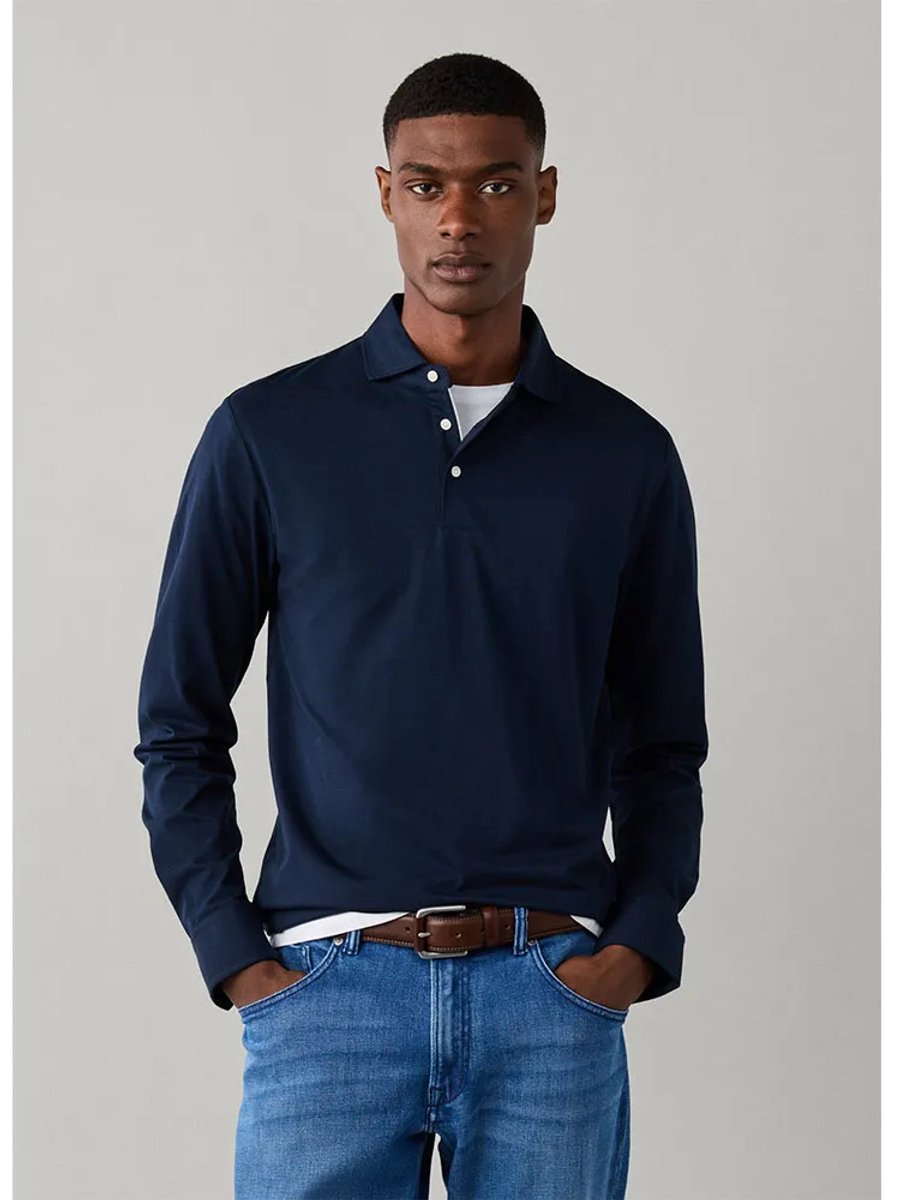Hackett Hm5500049 Lange Mouw Poloshirt Blauw L Man