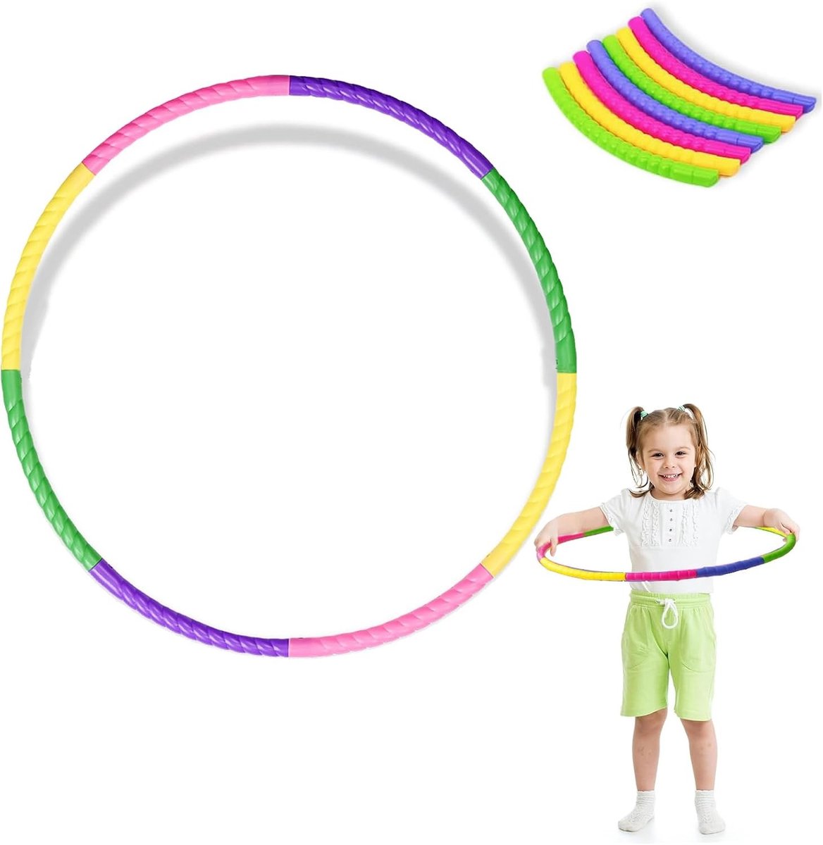 Vouwbare Hula Hoop voor Kinderen van Plastic, Verwijderbare Fitnessband voor Gewichtsverlies, Dans en Spelletjes