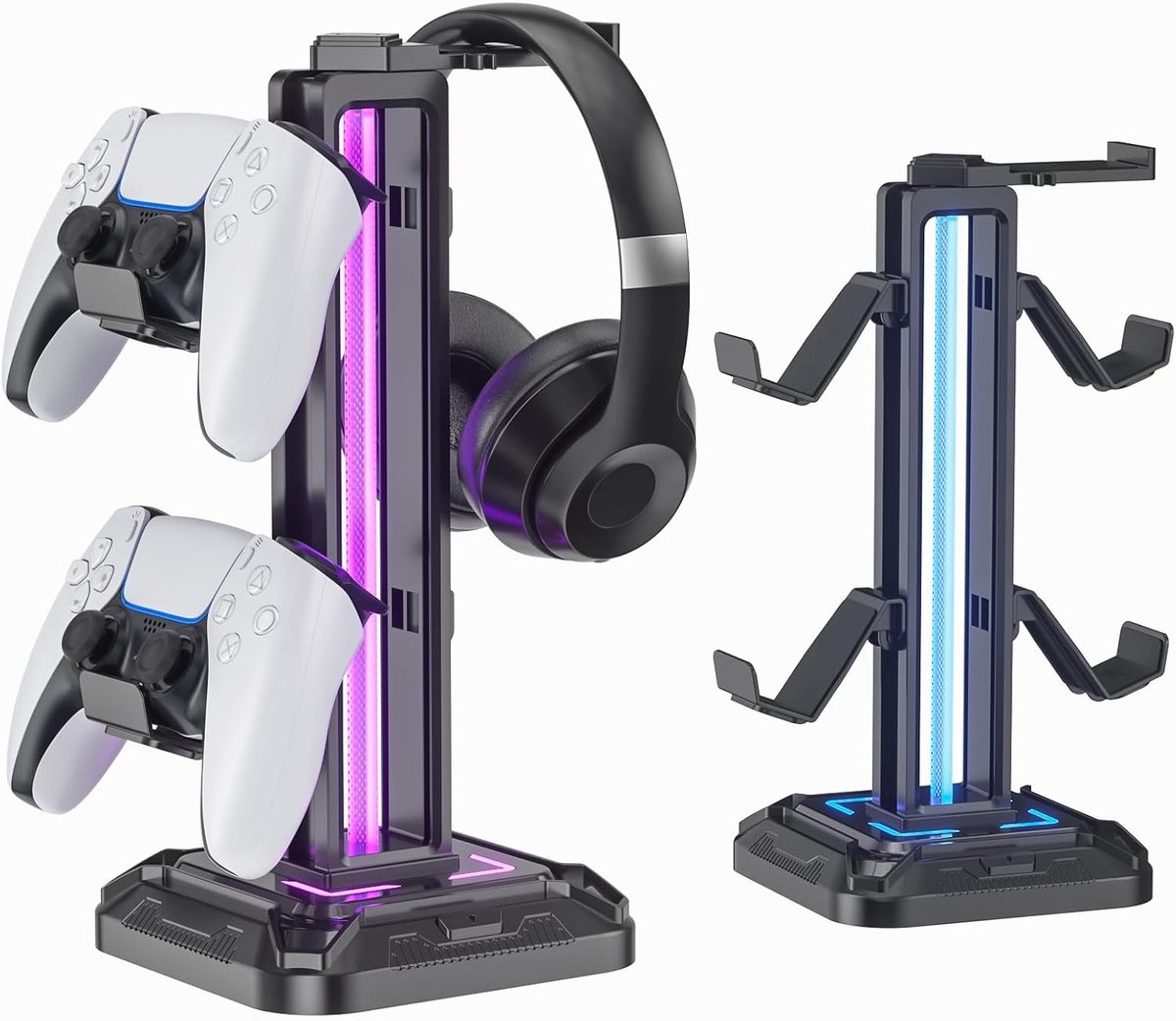 RGB Hoofdtelefoonstandaard met 9 Lichtmodi - Swivel Hoofdtelefoonhouder en Afneembare Controllerhaak voor PC en Gaming Accessoires