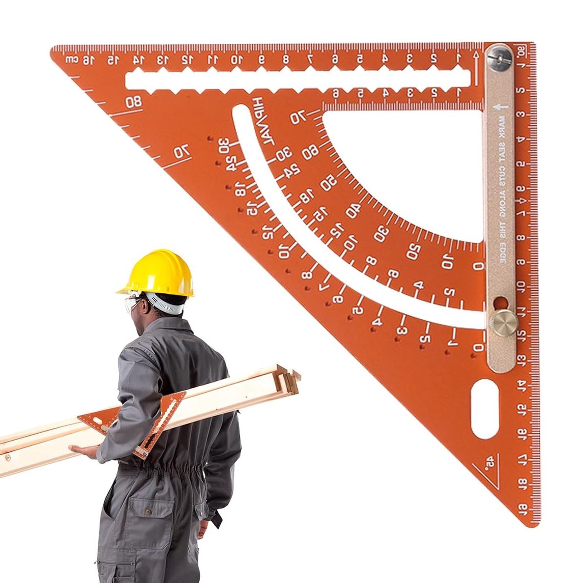 Driehoekige Liniaal - Combinatiehoek Timmerman - Nauwkeurig Meten - Antislip Meting - 35 x 35 x 5 cm - Grijs