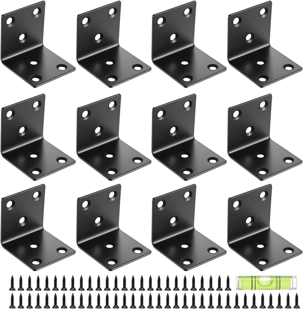 Hoekijzers - Zwart - 40 x 40 x 40 mm - Metalen L-beugels voor Hout - Voor Meubelverbinding en Reparatie