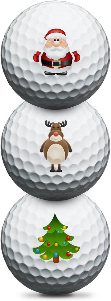 Golfballen - Sportballen Golfsport - Afstand en Vlucht - Kerstmotieven - 3 Stuks - Wit — afbeelding 2