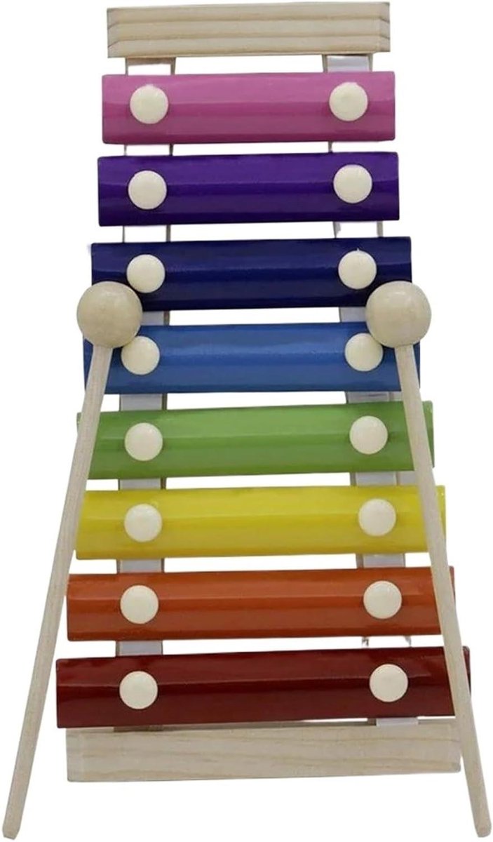 Xylofoon Voor Beginners - Muziekinstrument Slagwerk - Muziek Leren Spelen - 8 Kleurrijke Tonen - 23.5 cm - Veelkleurig