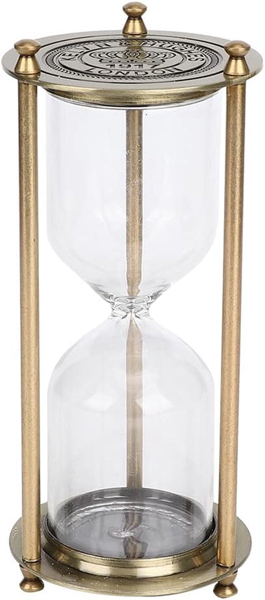 Zandloper Timer - Keukentimer Glas - Tijd Management - Duurzaam Transparant - 21 Centimeter - Goud