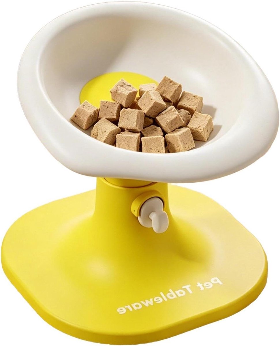 Verhoogde hondenbak - Voerstation huisdier - Comfortabel eten - Verstelbare hoogte - 17.8 cm hoog - Geel
