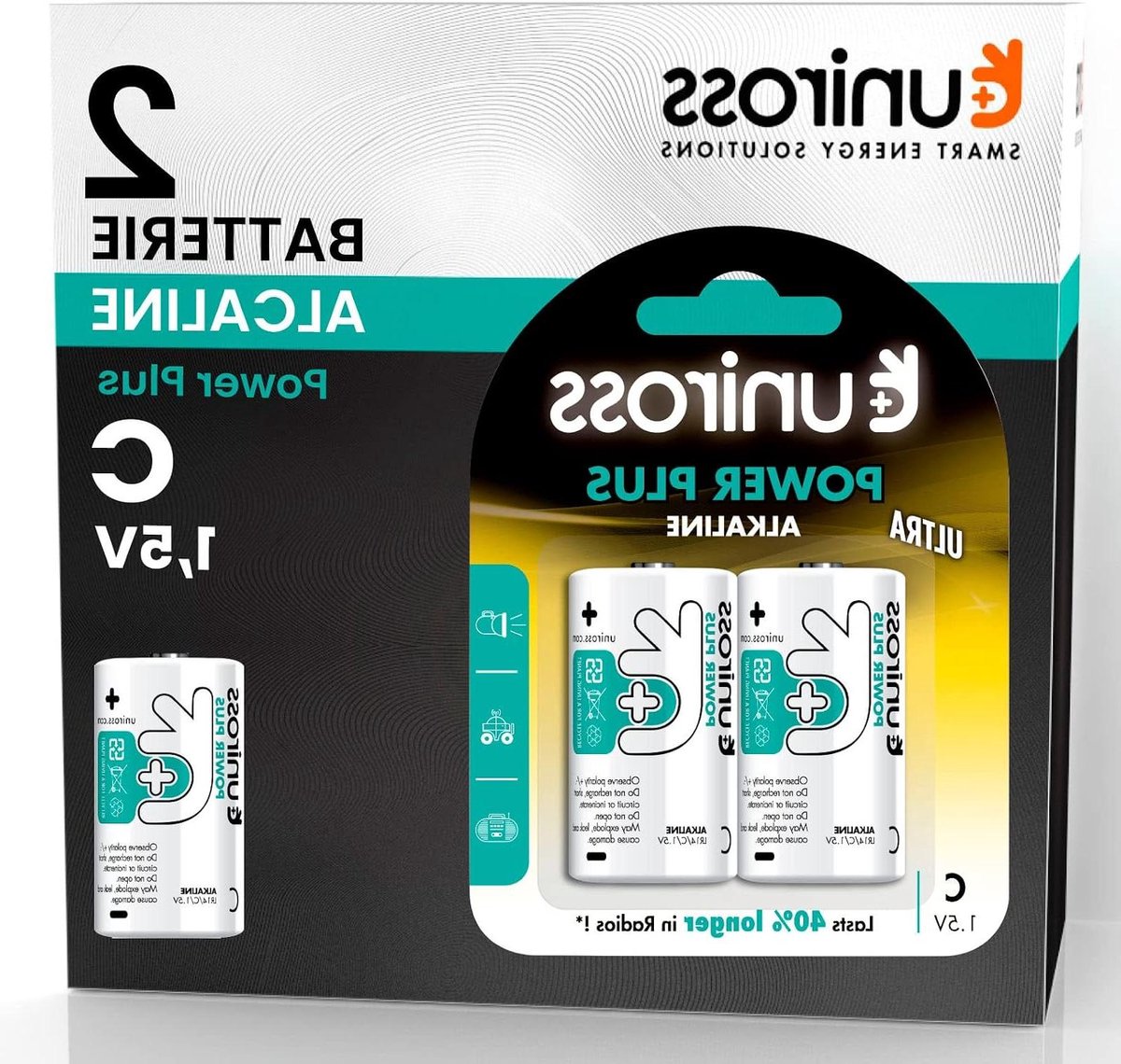 Alkaline Batterijen - C Batterijen - Apparaten Voeden - Lange Levensduur - 2 Stuks - Grijs