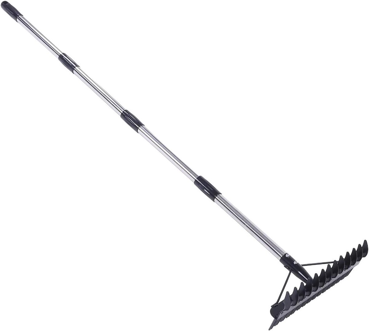 Metalen Tuinhark - Bladhark Grondhark - Tuinonderhoud Gazonverzorging - Dubbelzijdig Ontwerp - 365 cm Werkbreedte - Zilver