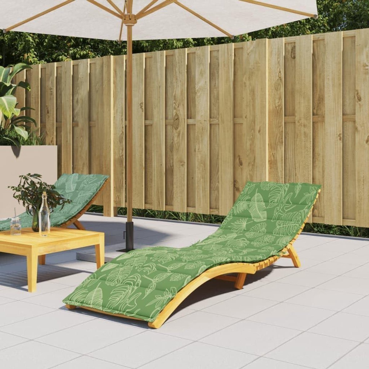 Ligstoelkussen - Tuinkussen Zitkussen - Buiten Ontspannen - Waterafstotend Oxfordstof - 200 x 70 x 4 cm - Groen