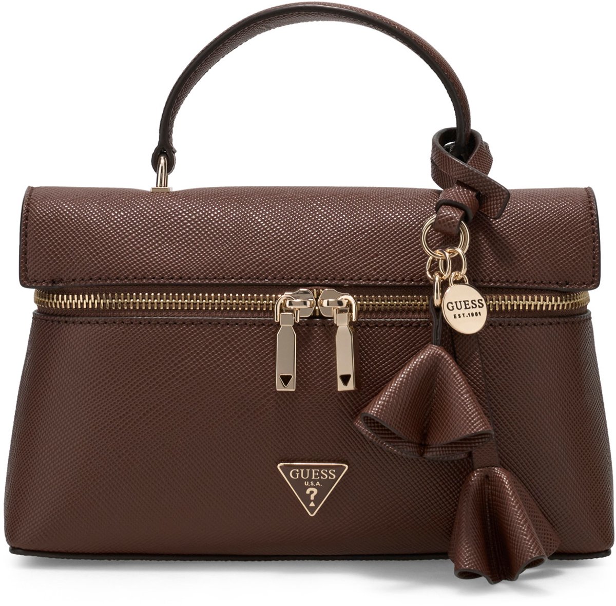 GUESS schoudertas handtas Danielle Hobo Bag Brown donkerbruin
