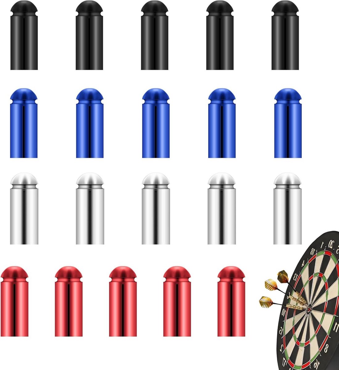 Dartvlucht Beschermers - Aluminium Protectors - Dart Vluchten Beschermen - Nauwkeurige 90-Graden Uitlijning - 20 Stuks - Meerkleurig