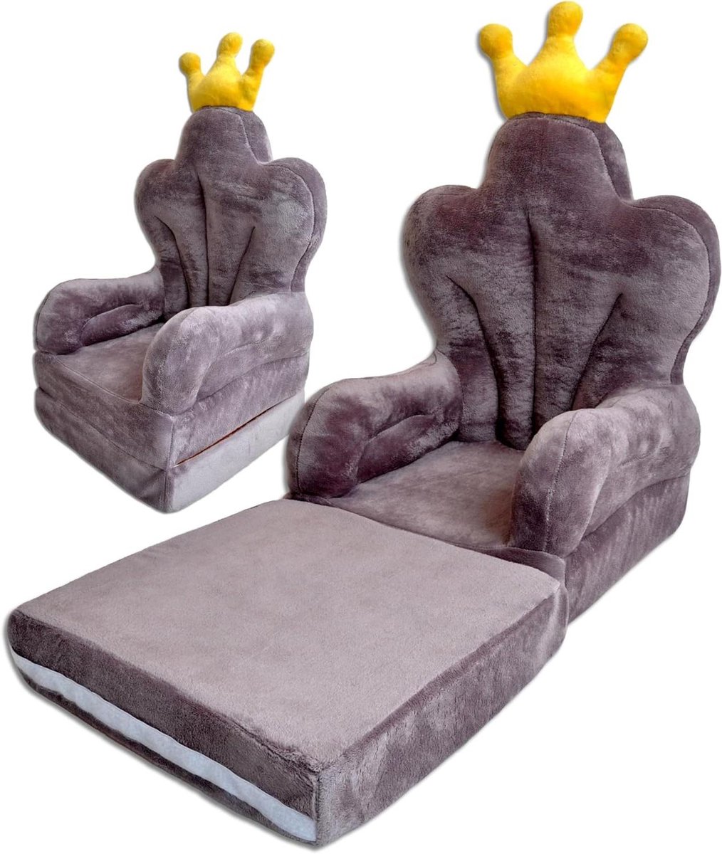 Kinderstoel Sofa - Zitbank Kinderen - Spelen Ontspannen - 2-in-1 Klapbaar - Medium - Grijs