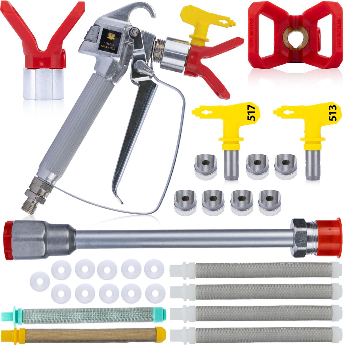 Rosfix Spuitpistool Set - Met Spuitmond 517 en 513, Vingerfilters 30/60/100 mesh