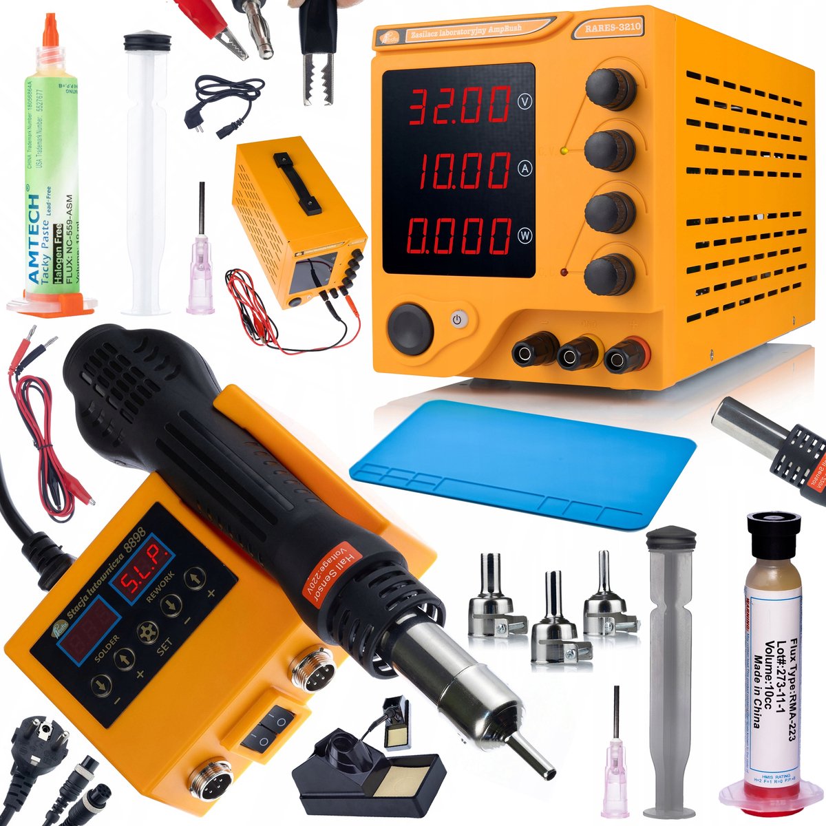Rosfix Laboratorium Voeding AmpRush RARES-3210 - 32V 10A - Soldeerstation 2-in-1 Hot-Air 660W
