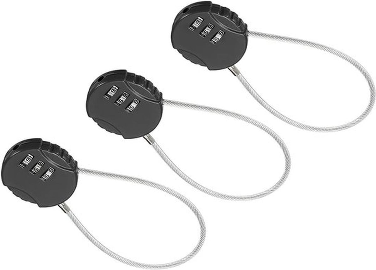 Combinatieslot 20 cm - 3-cijferig - Waterdicht - Draadkabel - Zinklegering - Duurzaam en corrosiebestendig - Hangslot