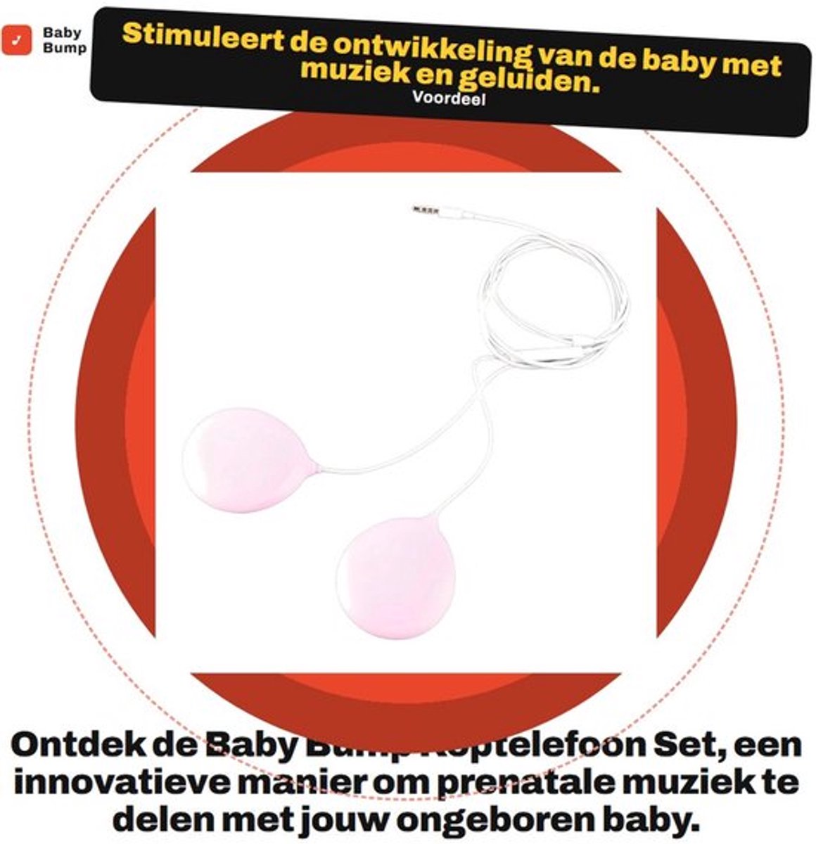 Baby Bump Koptelefoon Set - Prenatale Muziek - Draagbaar en Lichtgewicht - Geluiden en Stemmen voor Baby - Perfect Cadeau voor Zwangere V...