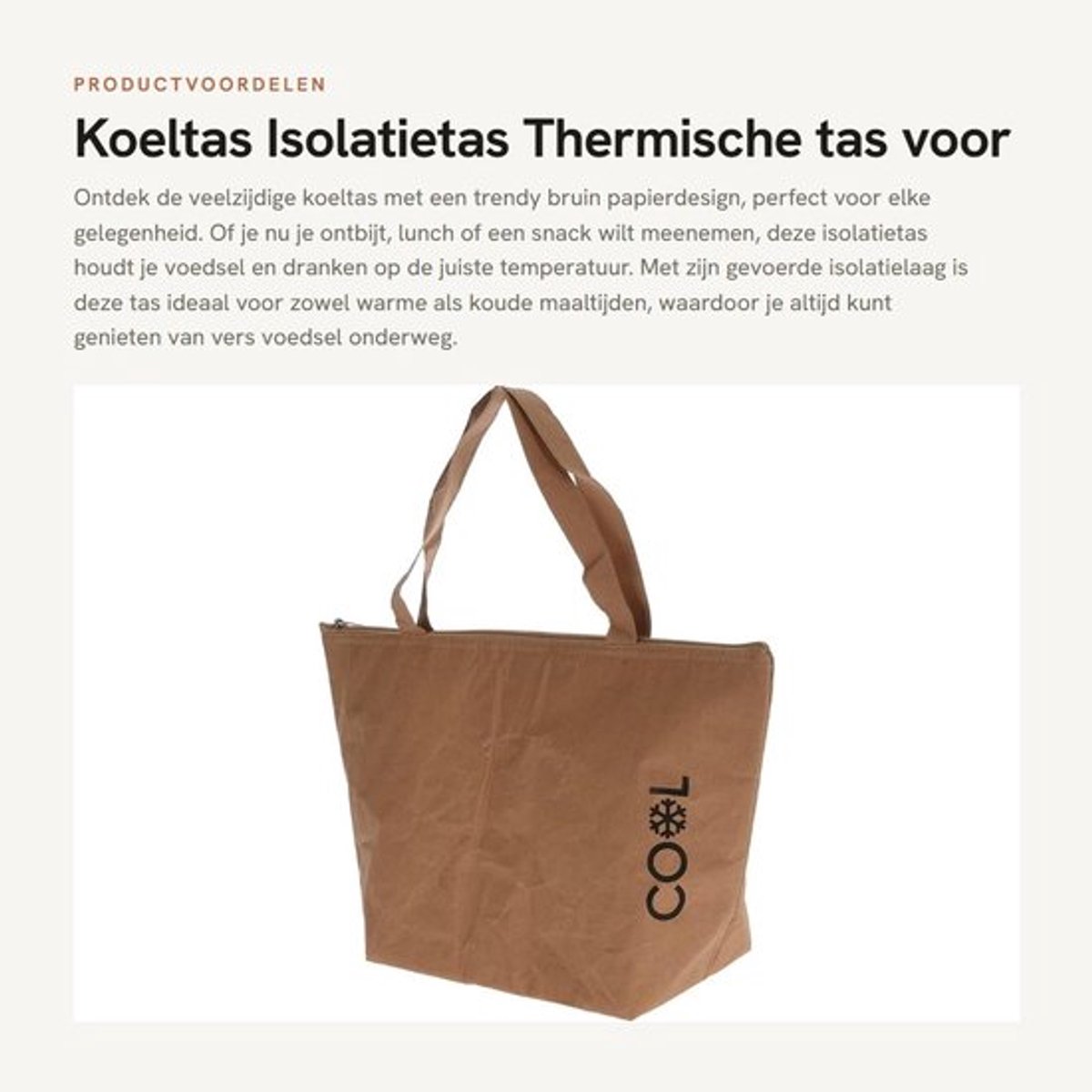 Koeltas Isolatietas - Thermische Tas - Herbruikbaar - Waterafstotend - Vintage Look - Gevoerde Isolatielaag - Lunchbox