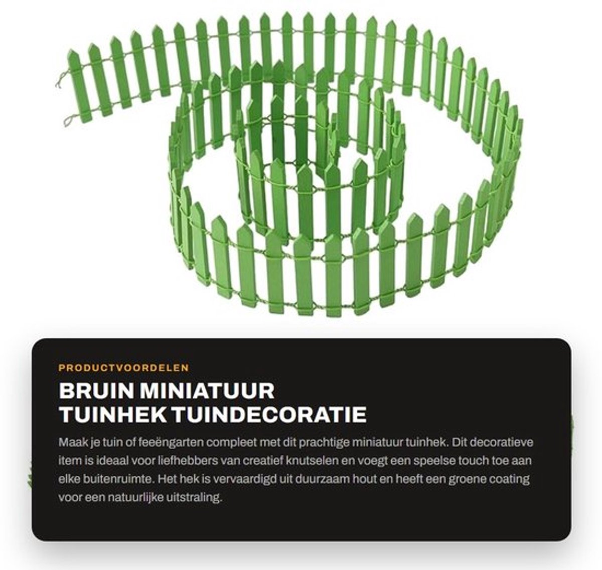 Tuinhek Miniatuur - Houten Tuindecoratie - DIY Ornament - Sprookjestuin Decoratie - Groen Coating - Duurzaam Materiaal - Tuinornament