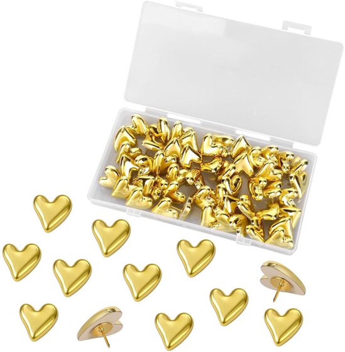 Punaises Hartvormig 50st - Decoratieve Punaises - Prikbord - Bevestiging - Nikkellegering - Schattig en Praktisch - Pushpins