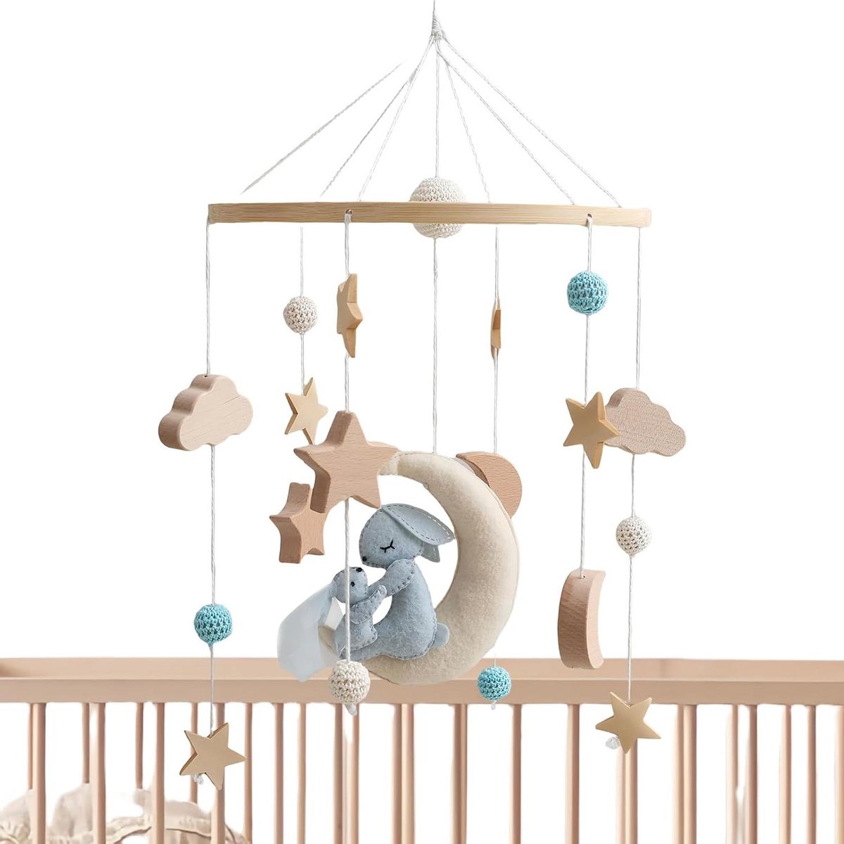 Baby Mobiel - Baby Rammelaar Kinderwagen Mobiel - Babykamer Decoratie - Draaiend Educatief Speelgoed - 45x23cm - Multicolor