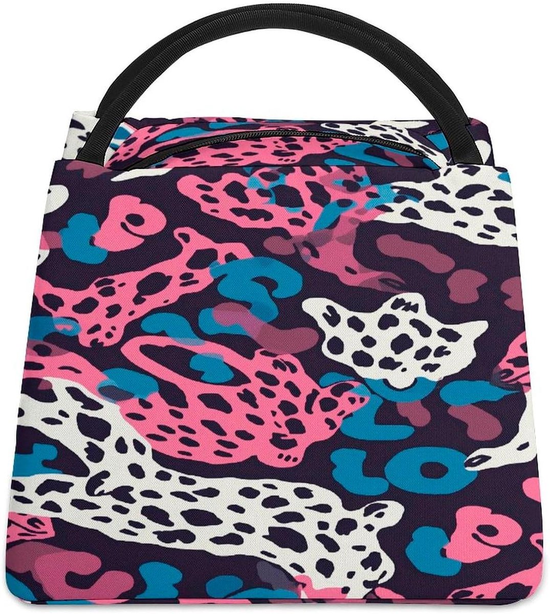 Geïsoleerde Lunchtas - Koeltas Lunchbox - Voedsel Vers Houden - Lekvrij Oxford Doek - 756 Kubieke Inch - Blauw Panterprint