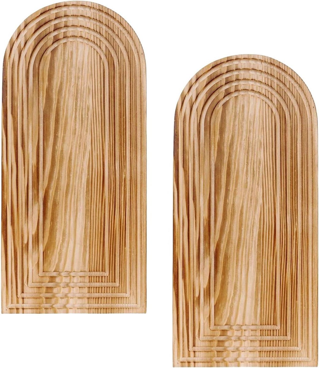 Wandvaas Set - Bloemenvaas Muur - Woonkamer Decoratie - Rustiek Hout Design - 32 x 15 x 8.5 cm