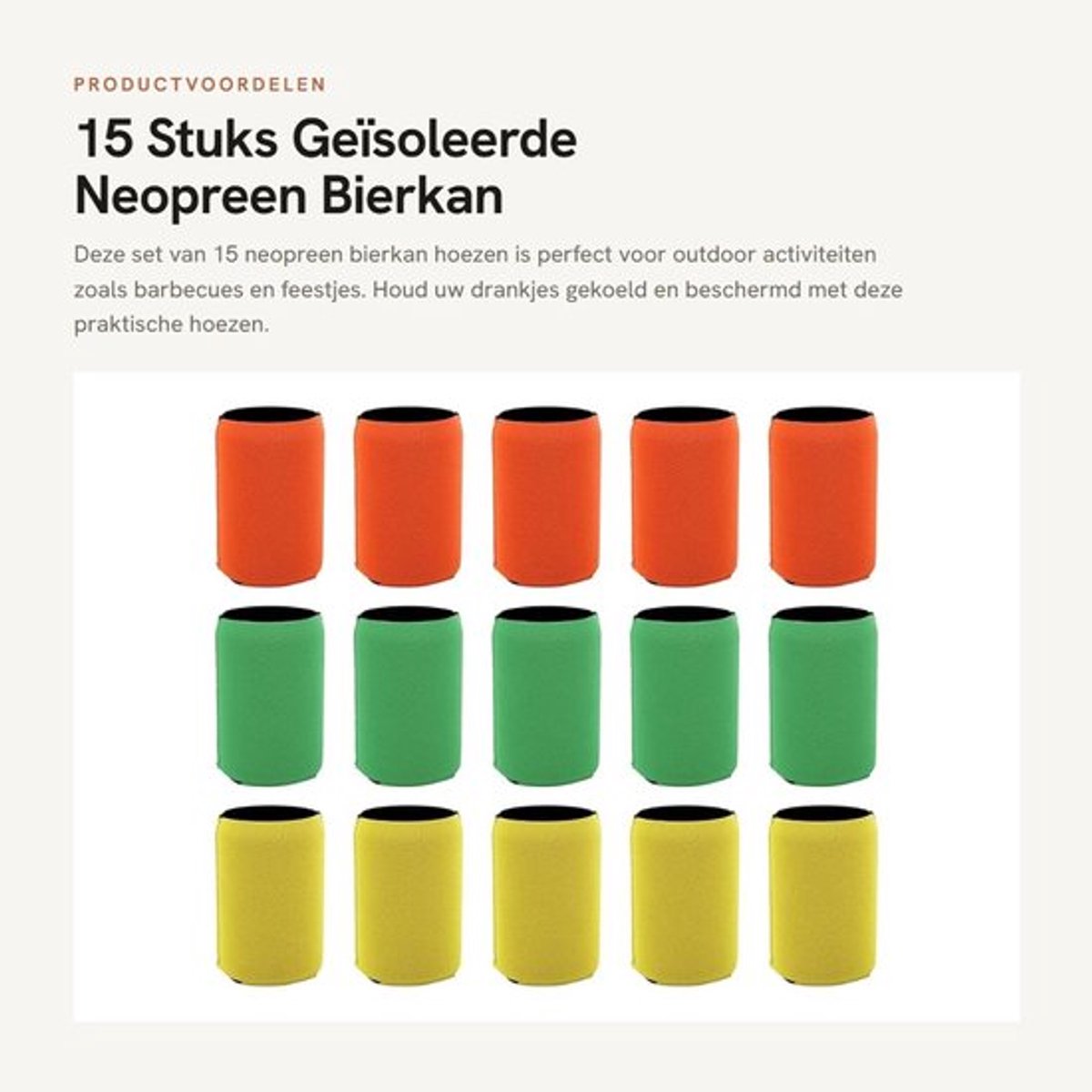 Bierkan Geïsoleerd - 15 Stk - Neopreen - Waterdicht - Warmtebehoud - Koud Effect - Gemakkelijk Schoon te Maken - Blikhouder
