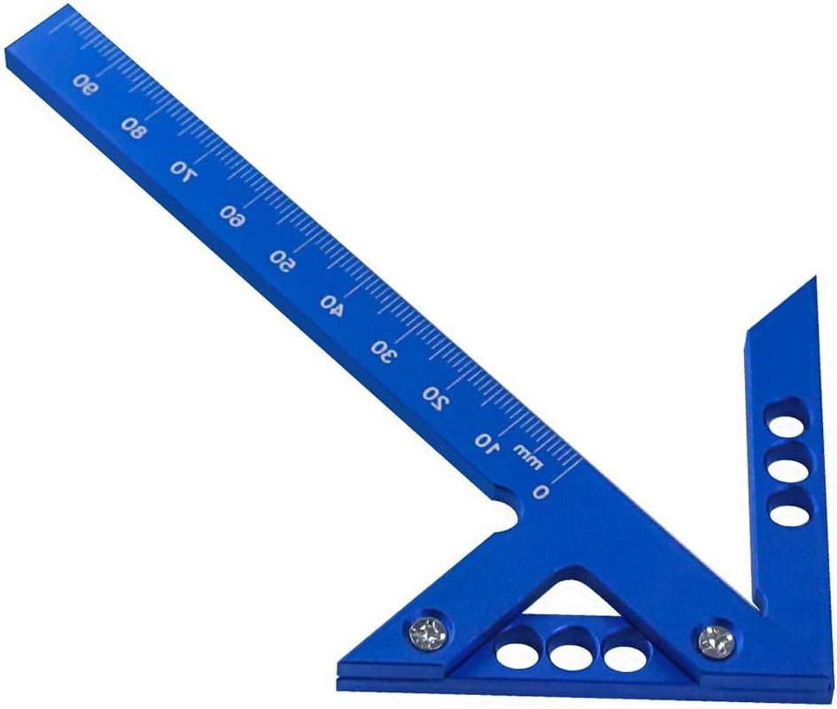 3D Markering Liniaal - Hoekmeter Timmerman - Houtbewerking Meten - Aluminium Legering - 200 mm - Blauw