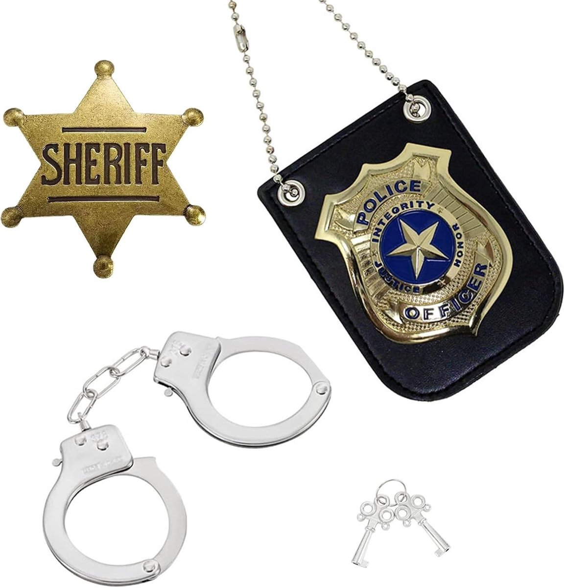 Politie Kostuum Accessoires voor Kinderen - 5-delige Set met Handboeien, Badge en Rollenspel Attributen voor Halloween en Feestjes