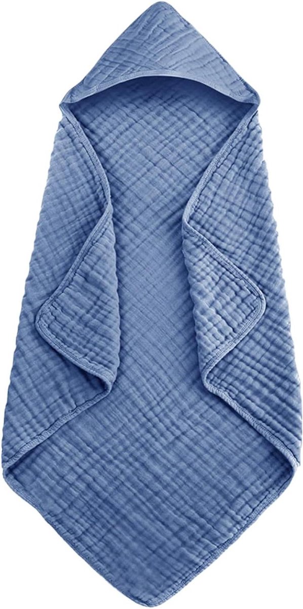 Baby Handdoek met Kap - Badcape Unisex - Baby Verzorgen - Sneldrogend Katoen - 89 x 89 Cm - Donkerblauw