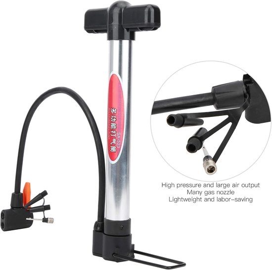Mini Fietspomp - Fietsluchtpomp Bandenpomp - Banden Oppompen - Verstelbare Telescoop - 42 cm - Zilver — afbeelding 2