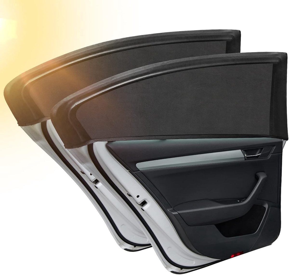 Zonnescherm auto kind - Zwart - Universeel - Ademend Nylon Zonwering met UV-bescherming - Voor Baby's en Huisdieren