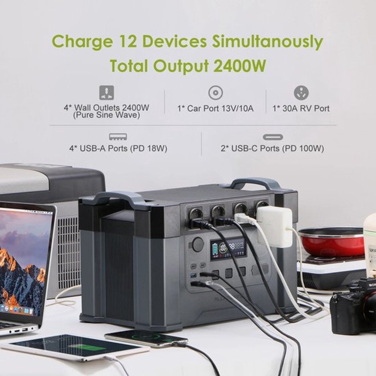 Powerstation - Generator - Aggregaat - Powerbank - Draagbare - 2000W - 1500Wh - Noodstroomvoorziening - voor Thuis en Buiten