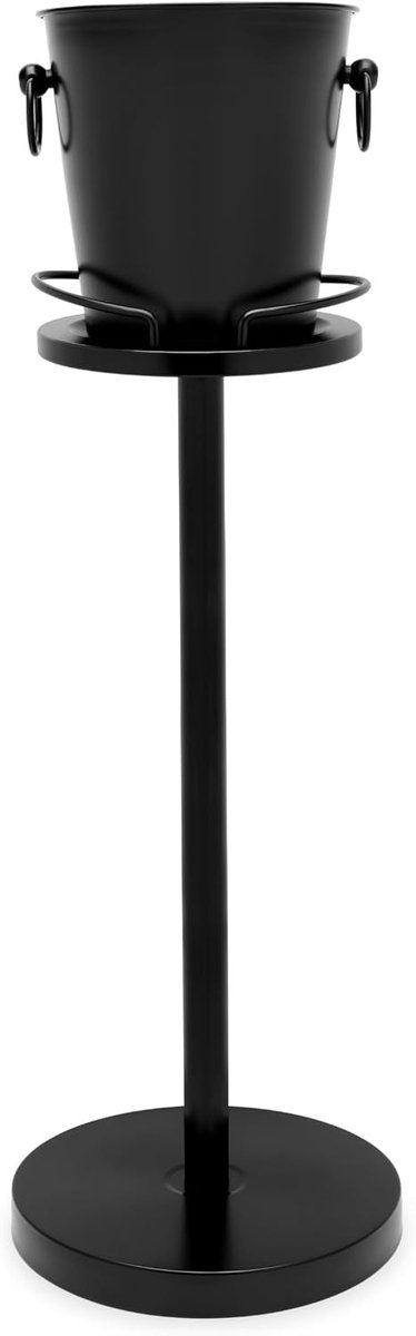 Wijnkoeler staaf - Zwart - 69 cm - RVS Mat Zwarte Champagnekoeler Standaard - Voor Universele Koelers